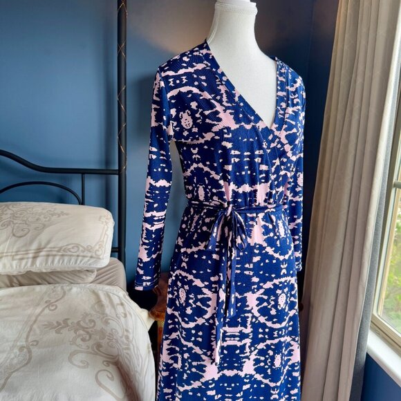 Purple and Lilac Stretchy V Neck Long Sleeved Maxi Dress - Picture 5 of 12